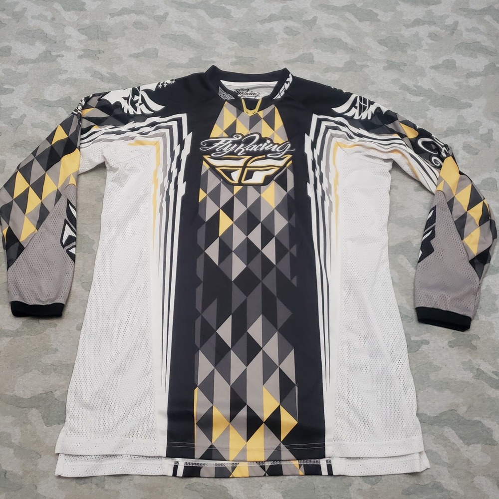 Fly Racing Jersey Shirt Mens XXL Gray Motocross Geometric Long Sleeve Outdoors
